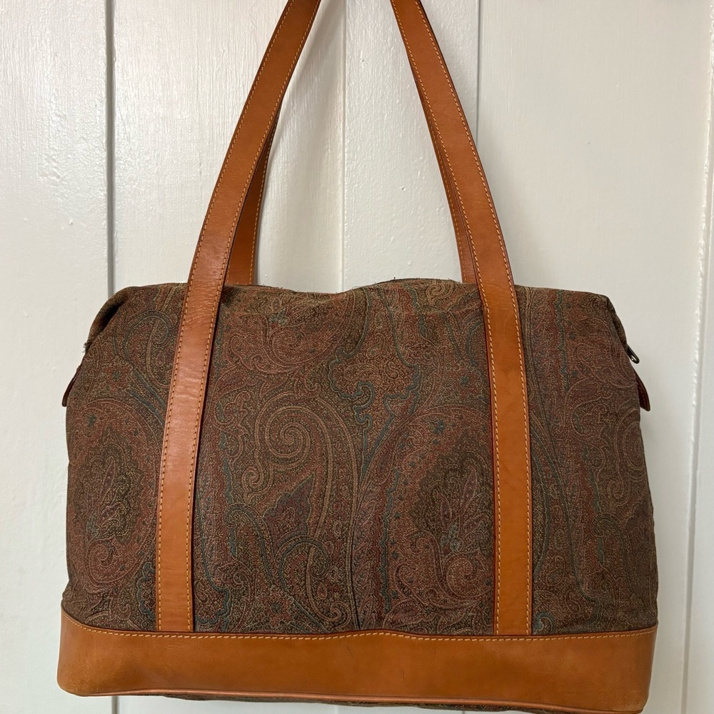 Etro Brown and Tan Paisley Bag